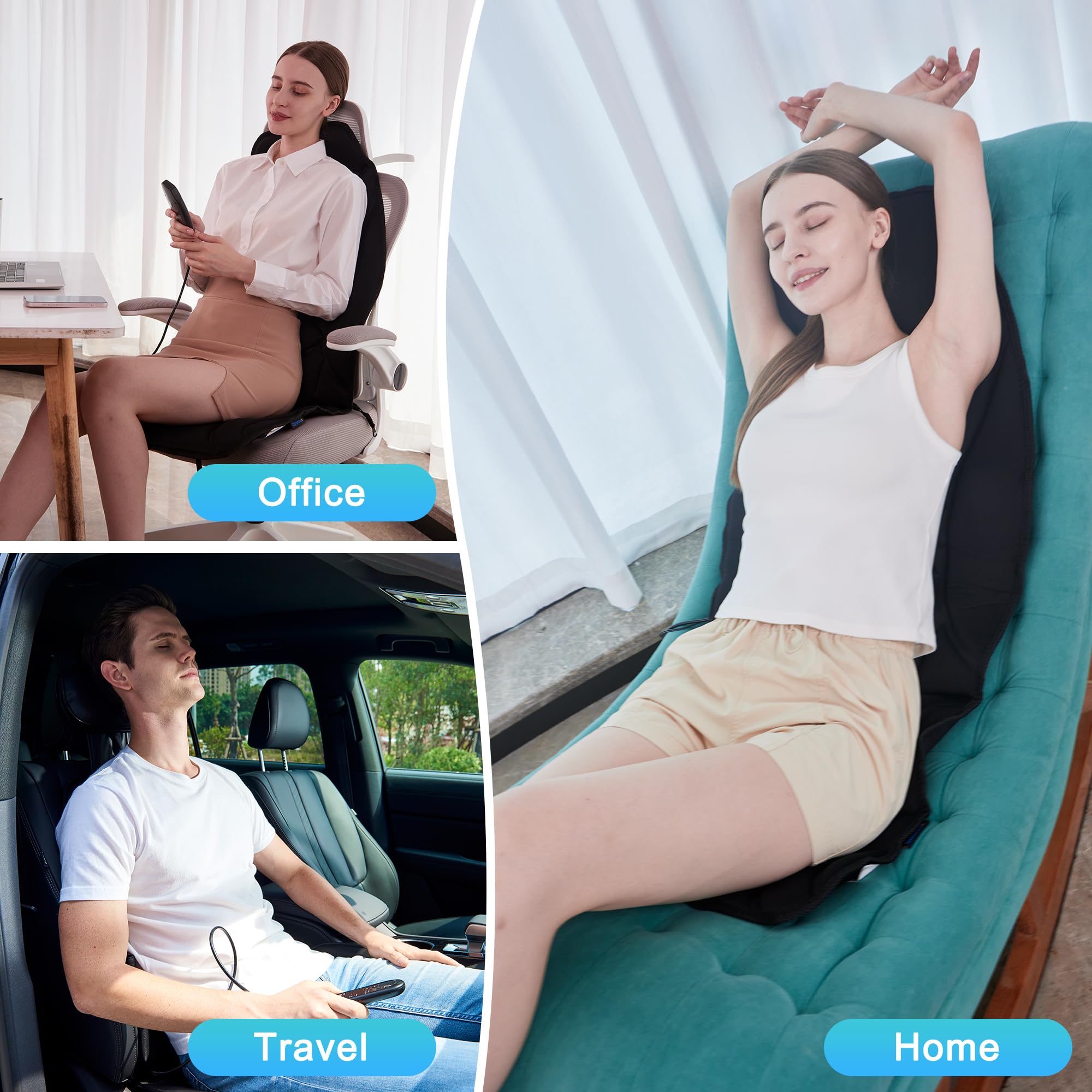 Comrelax plush comfort materials provide a soft, ergonomic massage feel