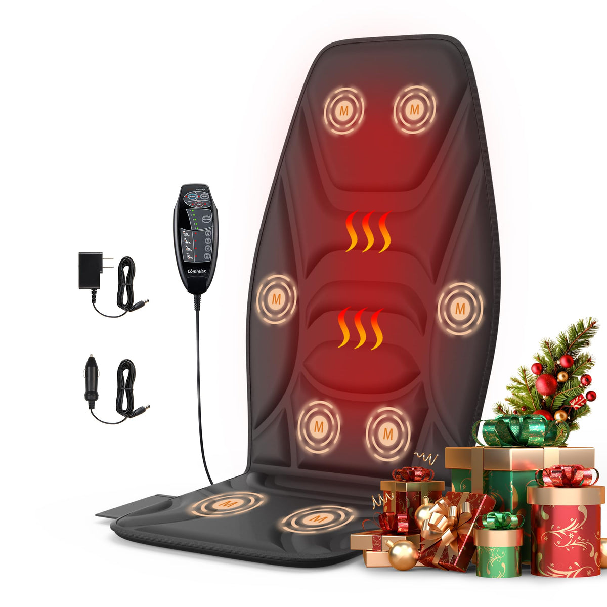 Comrelax portable back massager with heat for targeted relief while working