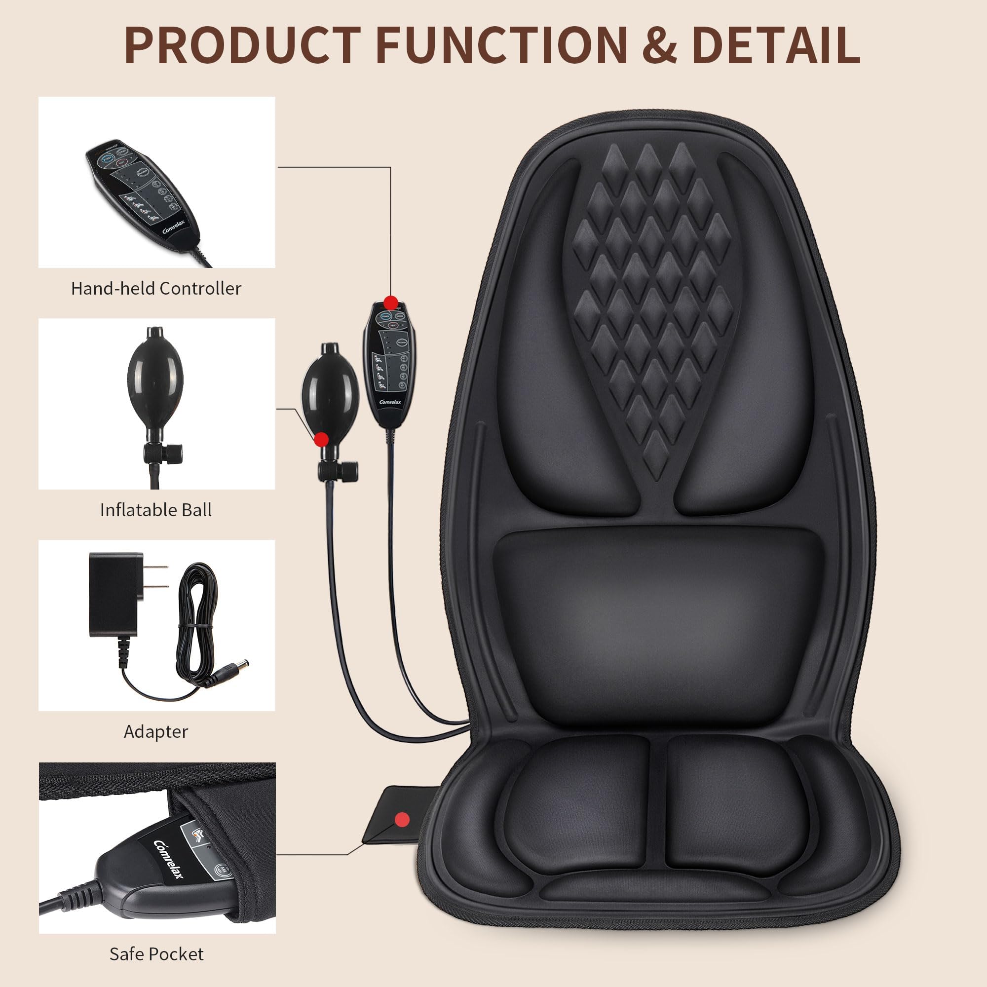 The power adapter ensures reliable operation during sessions.