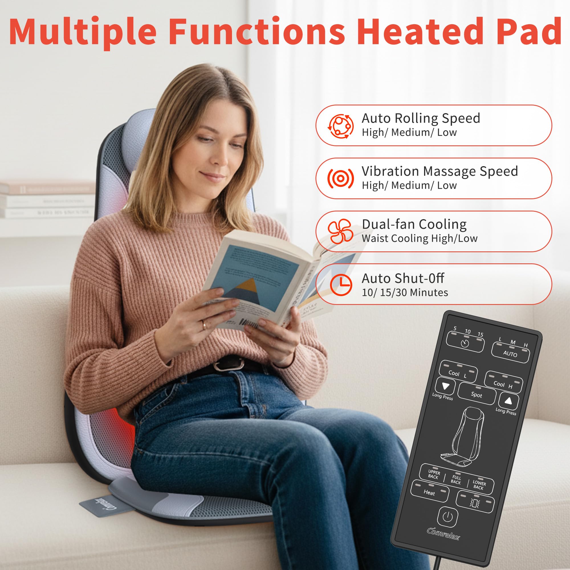 Comrelax vibration seat massager delivers soothing pulses for relief.