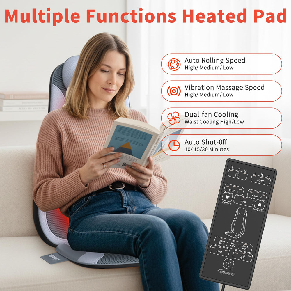 Comrelax vibration seat massager delivers soothing pulses for relief.