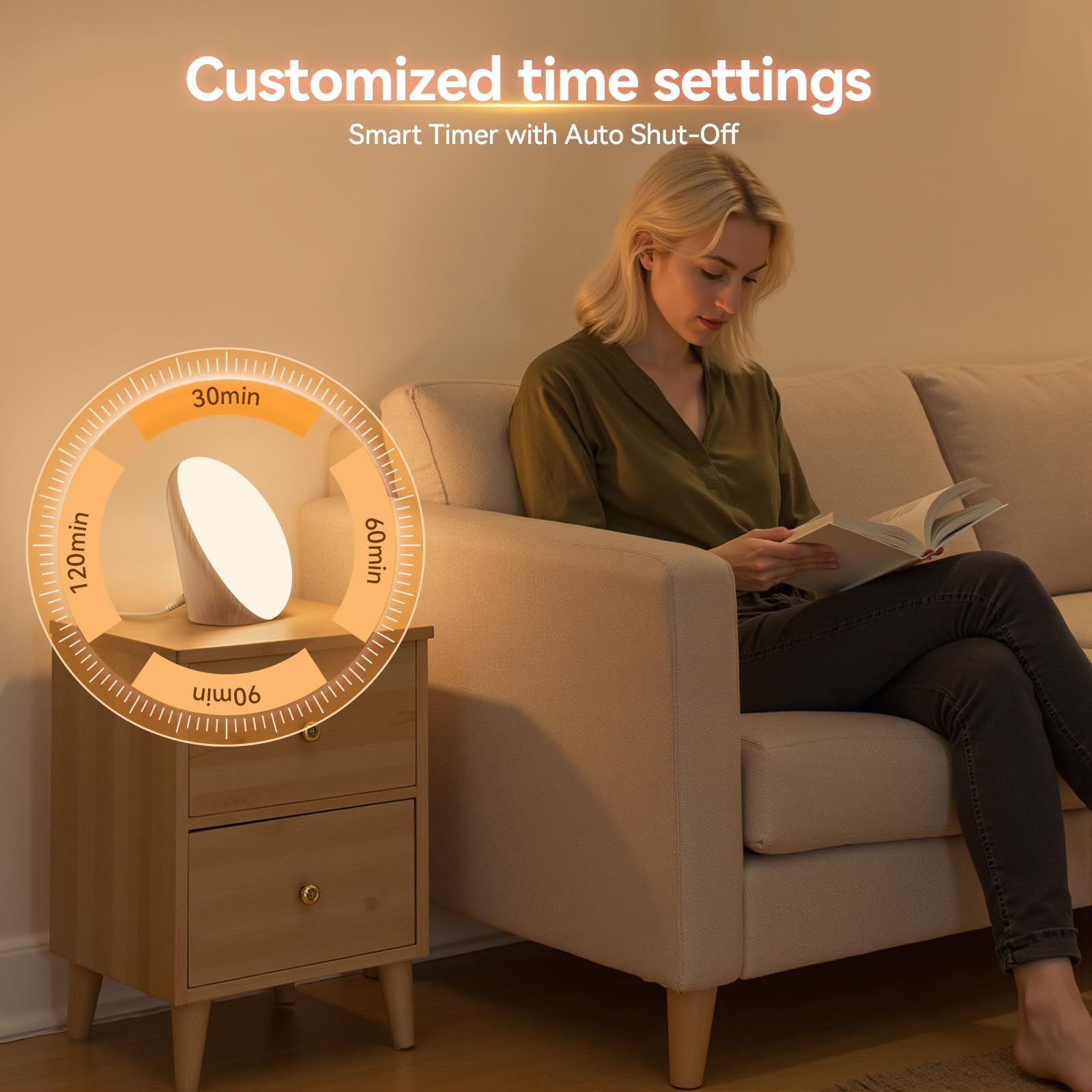 COMSYNC Light Therapy Lamp 10000 lux in use on desk