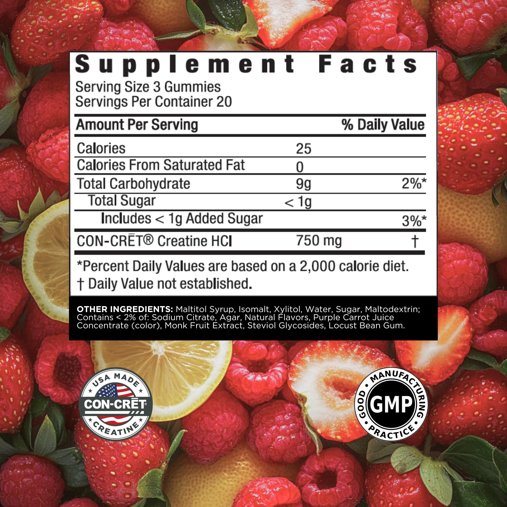 On-the-go CON-CRET gummies pack for quick energy and focus support.