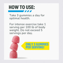 Three gummies daily serving visual from CON-CRET Creatine HCl.