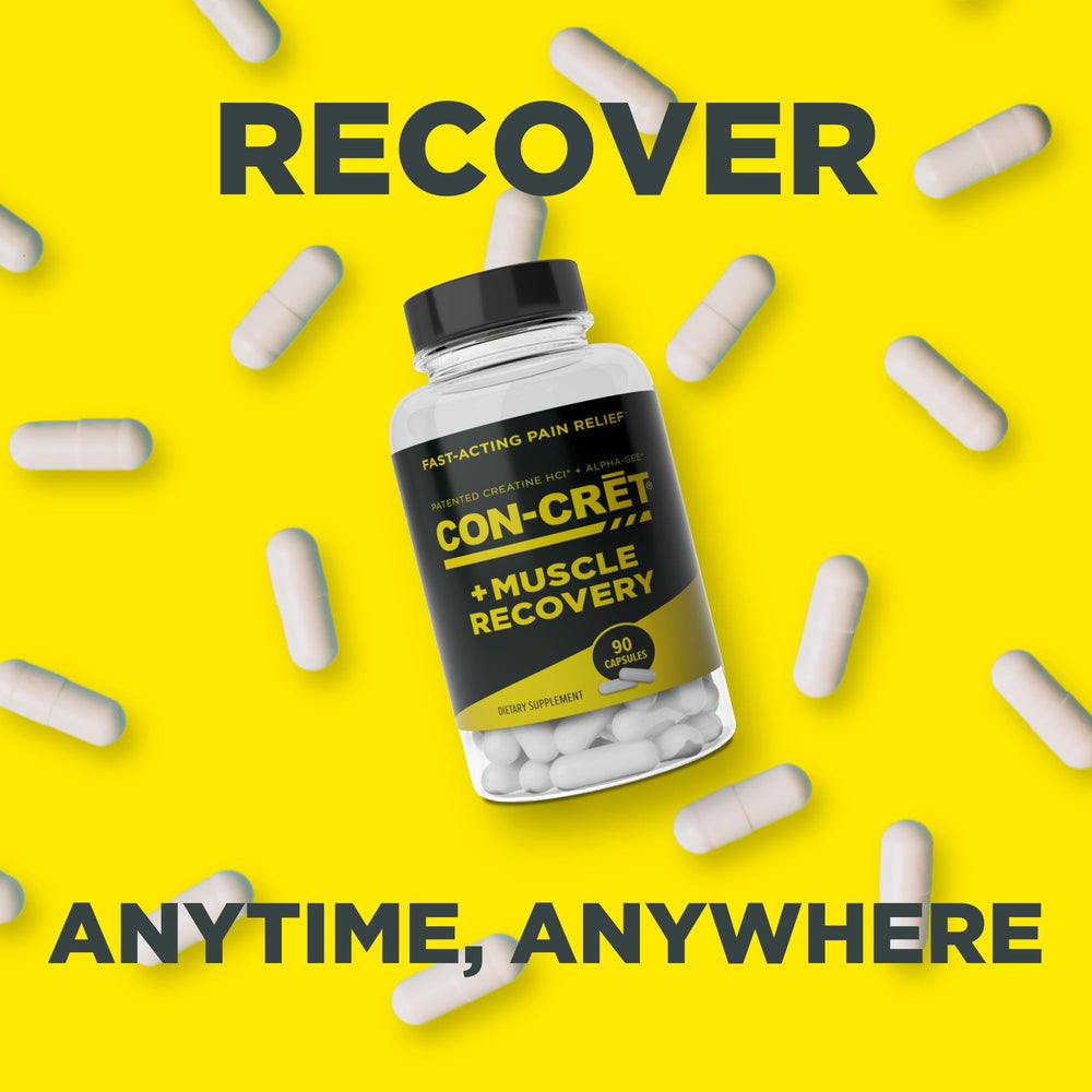 Ingredients bottle highlighting Alpha-GEE and creatine HCl blend.