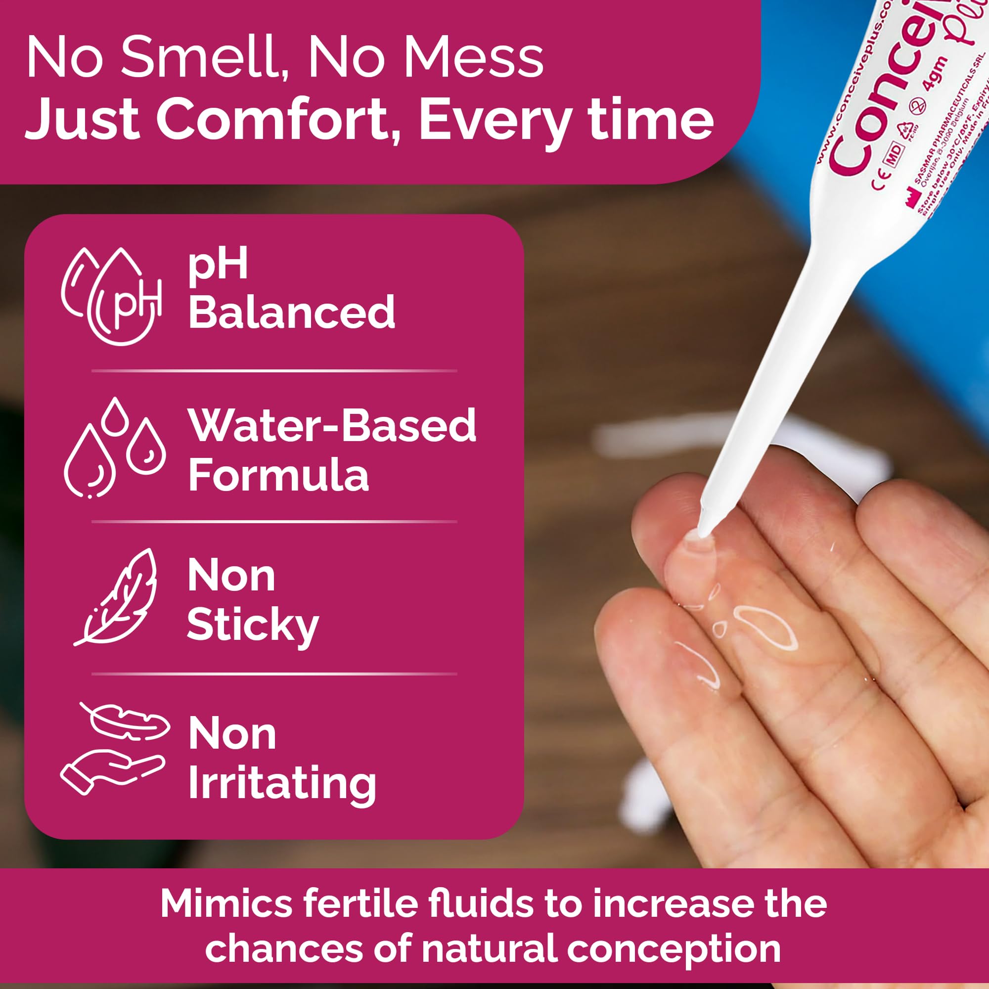 Conceive Plus Fertility Lubricant pre-filled applicator for discreet intimacy and TTC-friendly use