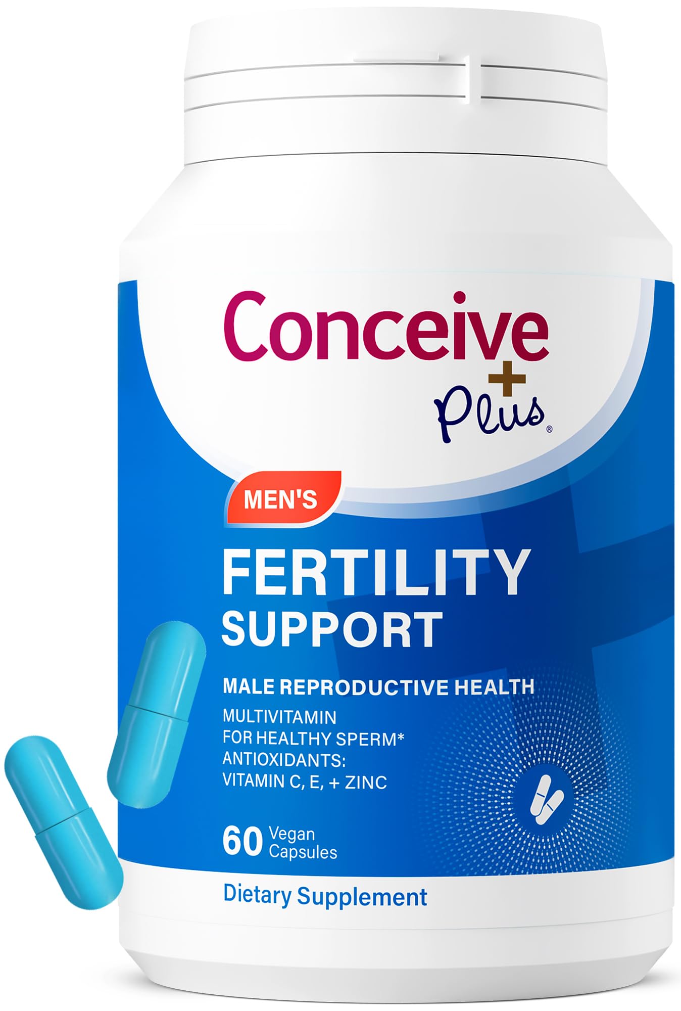 CONCEIVE PLUS Men's Fertility Support bottle front promoting daily fertility health