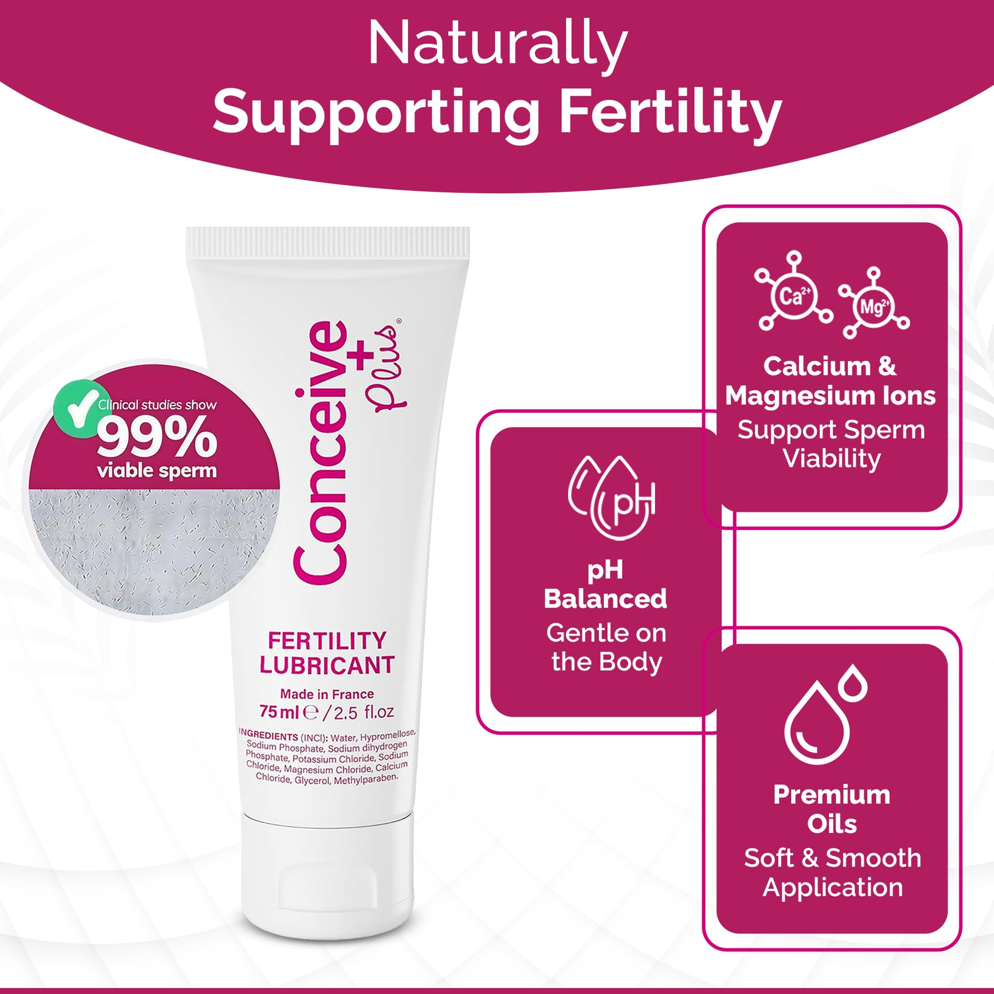 Conceive Plus minerals Magnesium Calcium label indicating natural minerals