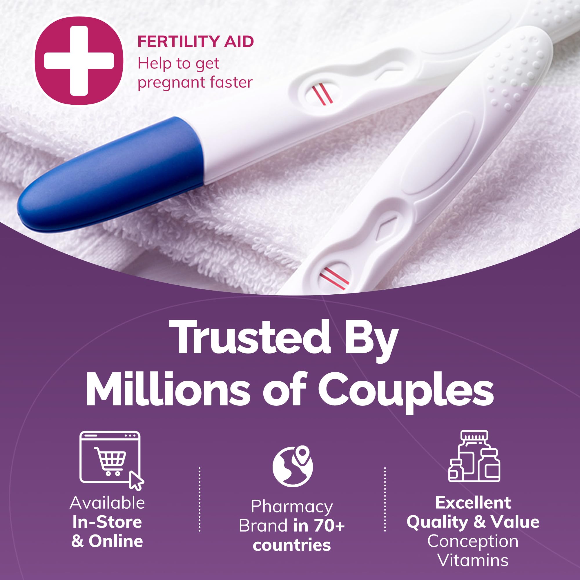 CONCEIVE PLUS packaging indicates a 30-day fertility support supply.