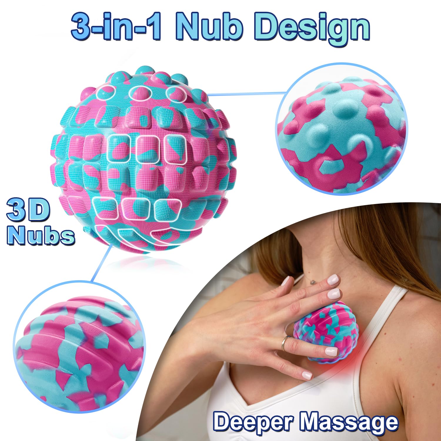 Coniflor bola de masaje portátil para uso en casa, gimnasio o viaje.