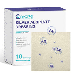 Conkote Silver Alginate Pad 2x2 pack showing strong exudate absorption