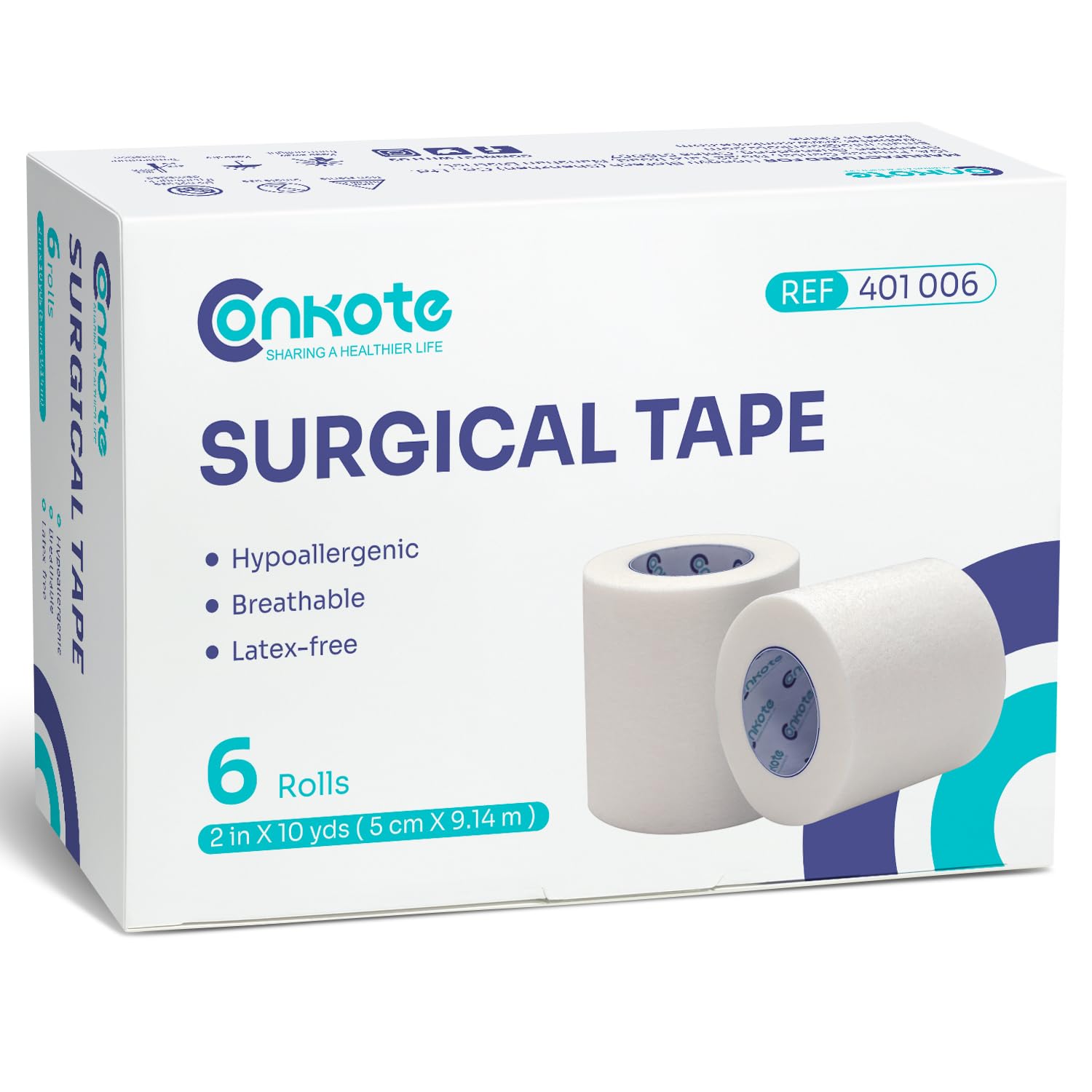 Conkote Soft Paper Surgical Tape front view showing gentle adhesion on sensitive skin.