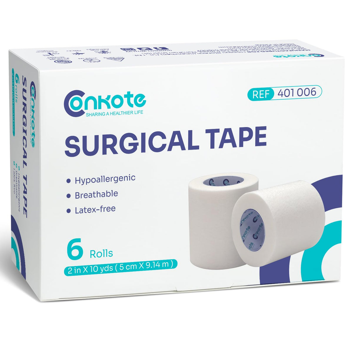 Conkote Soft Paper Surgical Tape front view showing gentle adhesion on sensitive skin.