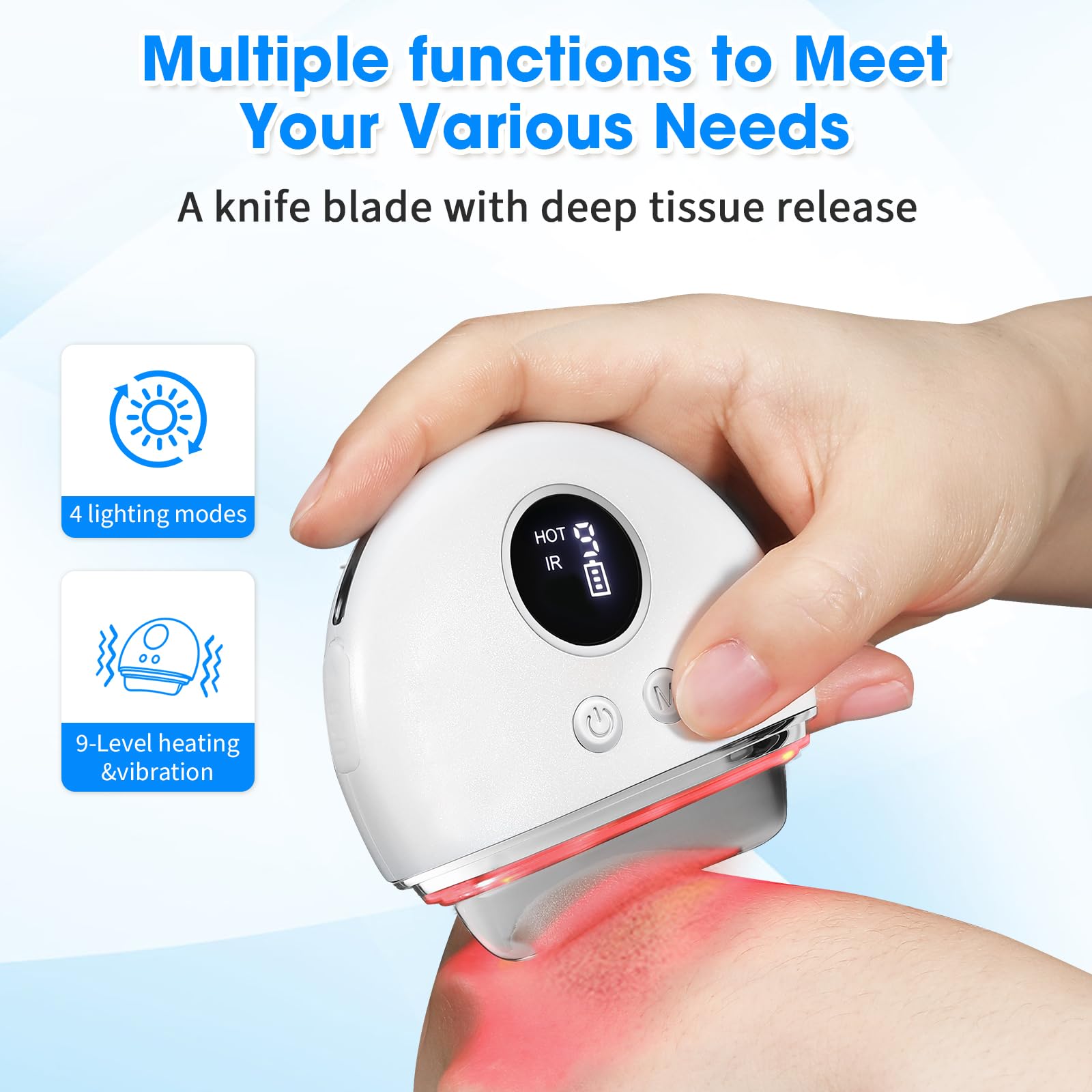 CONNOVA fascia blaster handheld design closeup highlights ergonomic grip for precise self massage
