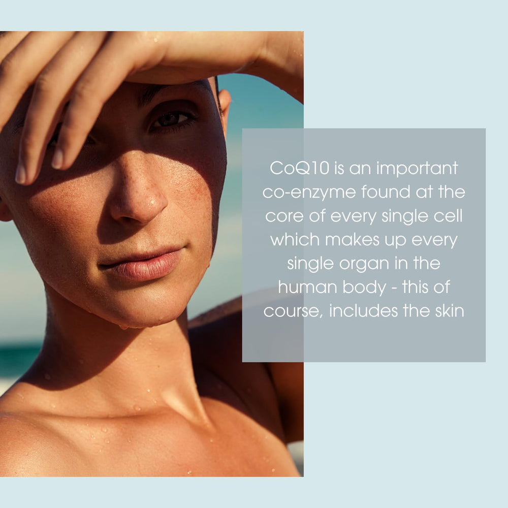 Graphic of XTERNA-Q CoQ10 peptides signaling firmer-looking skin.