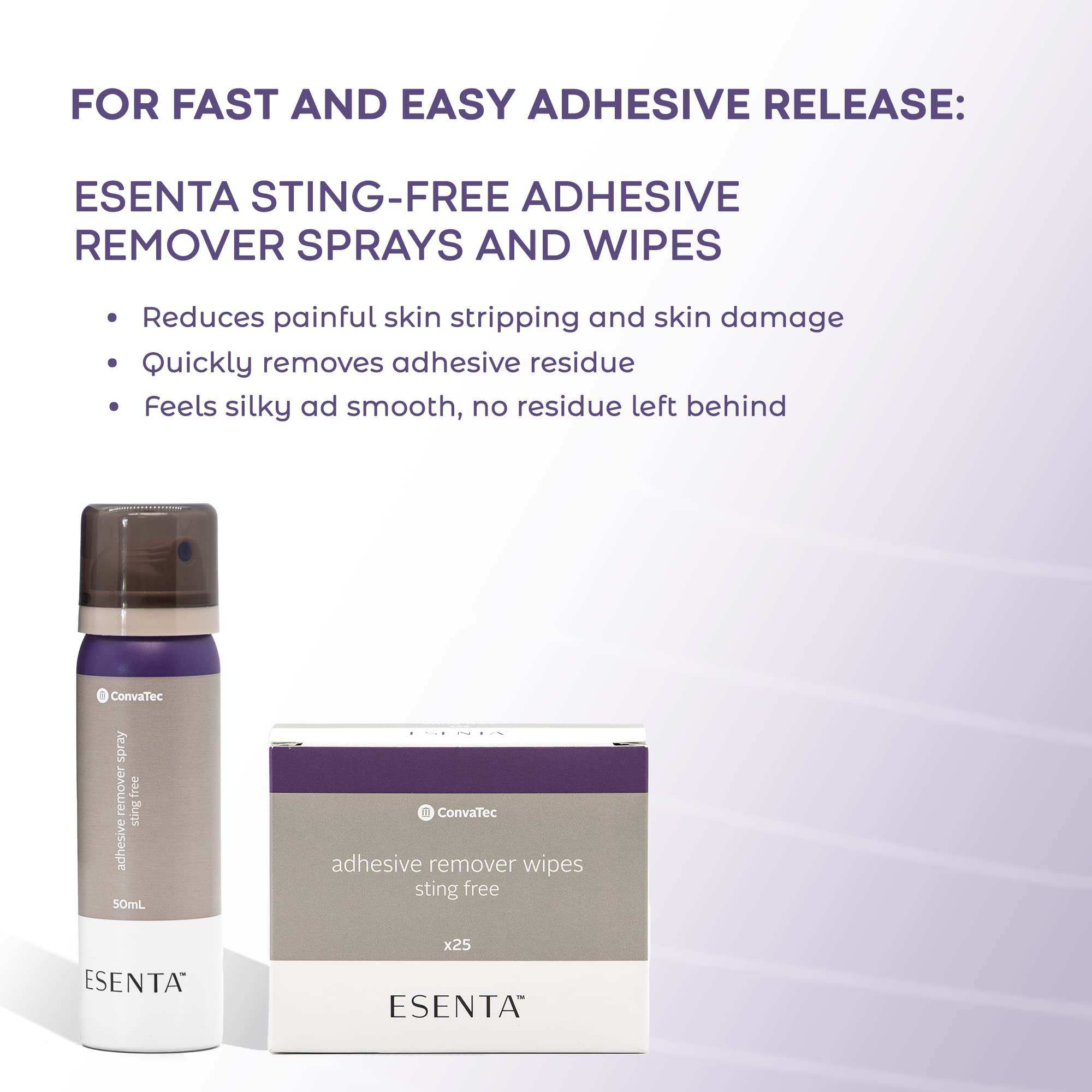 ConvaTec ESENTA skin-friendly formula leaving a silky finish.