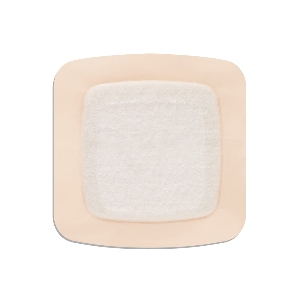 ConvaTec AQUACEL Foam 4x4 dressing applied to skin for wound care.