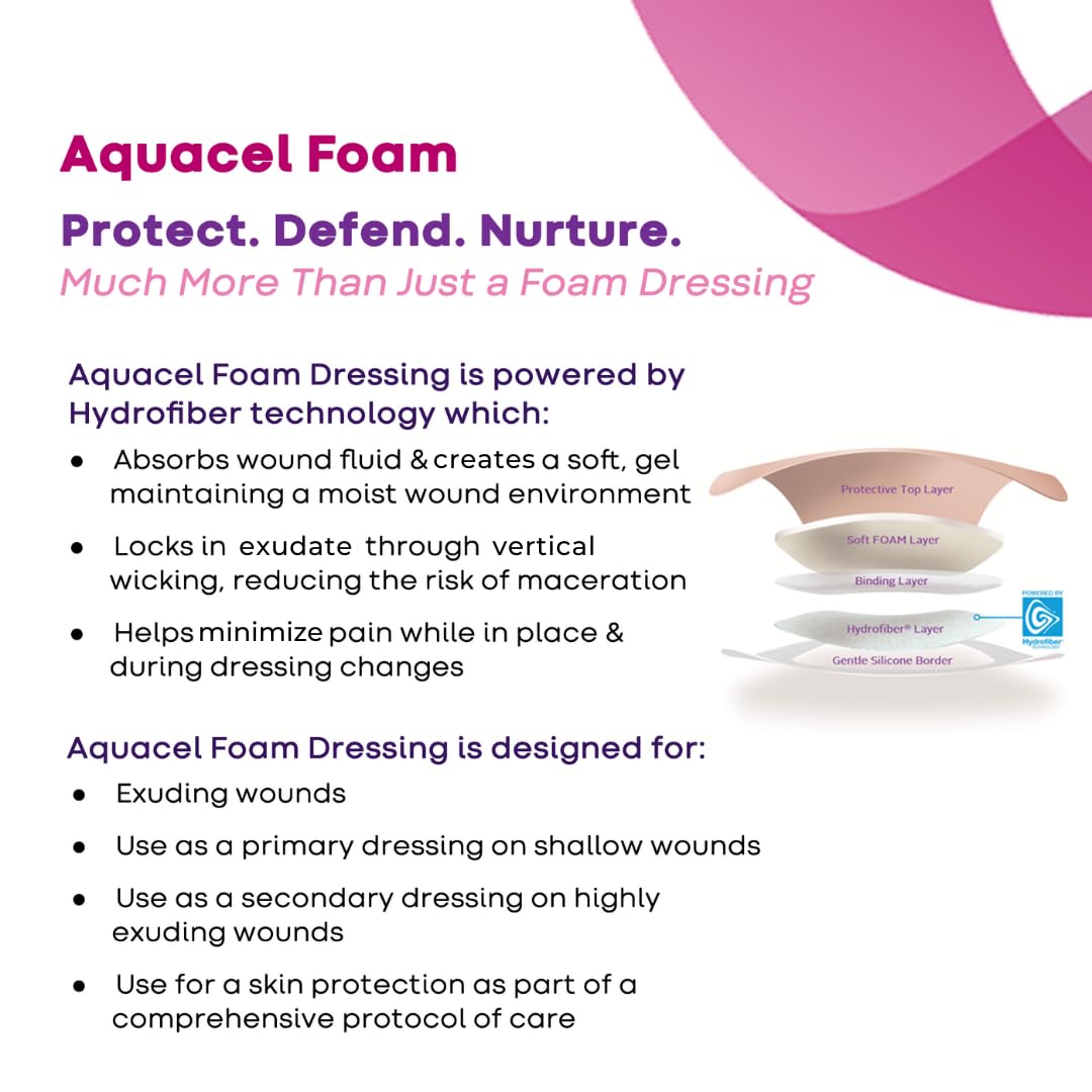 ConvaTec AQUACEL Foam 5x5 dressing hydrofiber gel forms on contact to protect the wound.