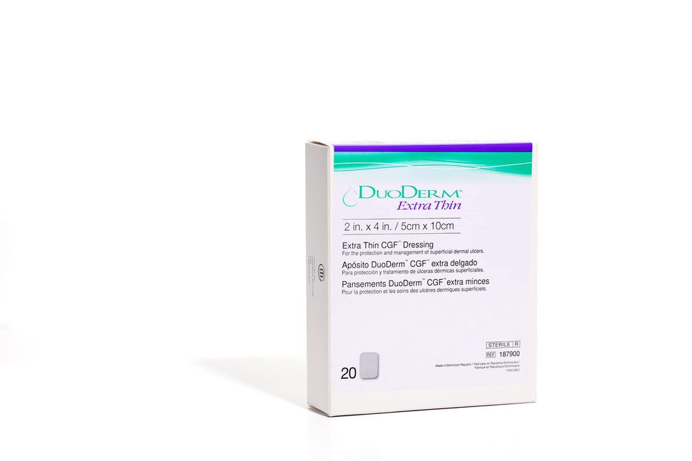 ConvaTec DuoDERM 20-count box provides ready-to-use sterile dressings for care.