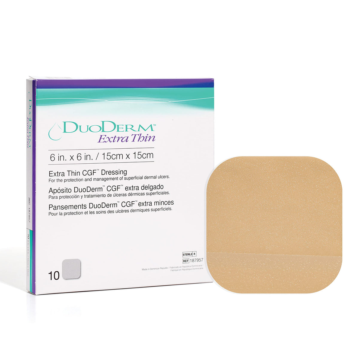 ConvaTec DuoDERM extra-thin dressing 6x6 box protects dry to lightly exuding wounds