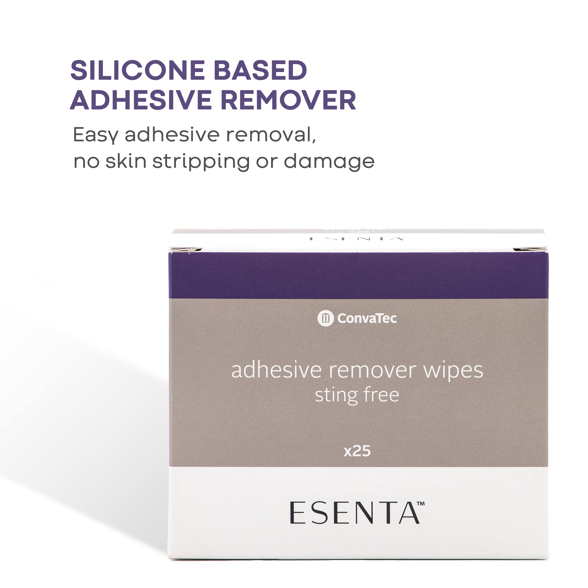 ConvaTec ESENTA adhesive remover wipes pack for convenient on-the-go residue removal
