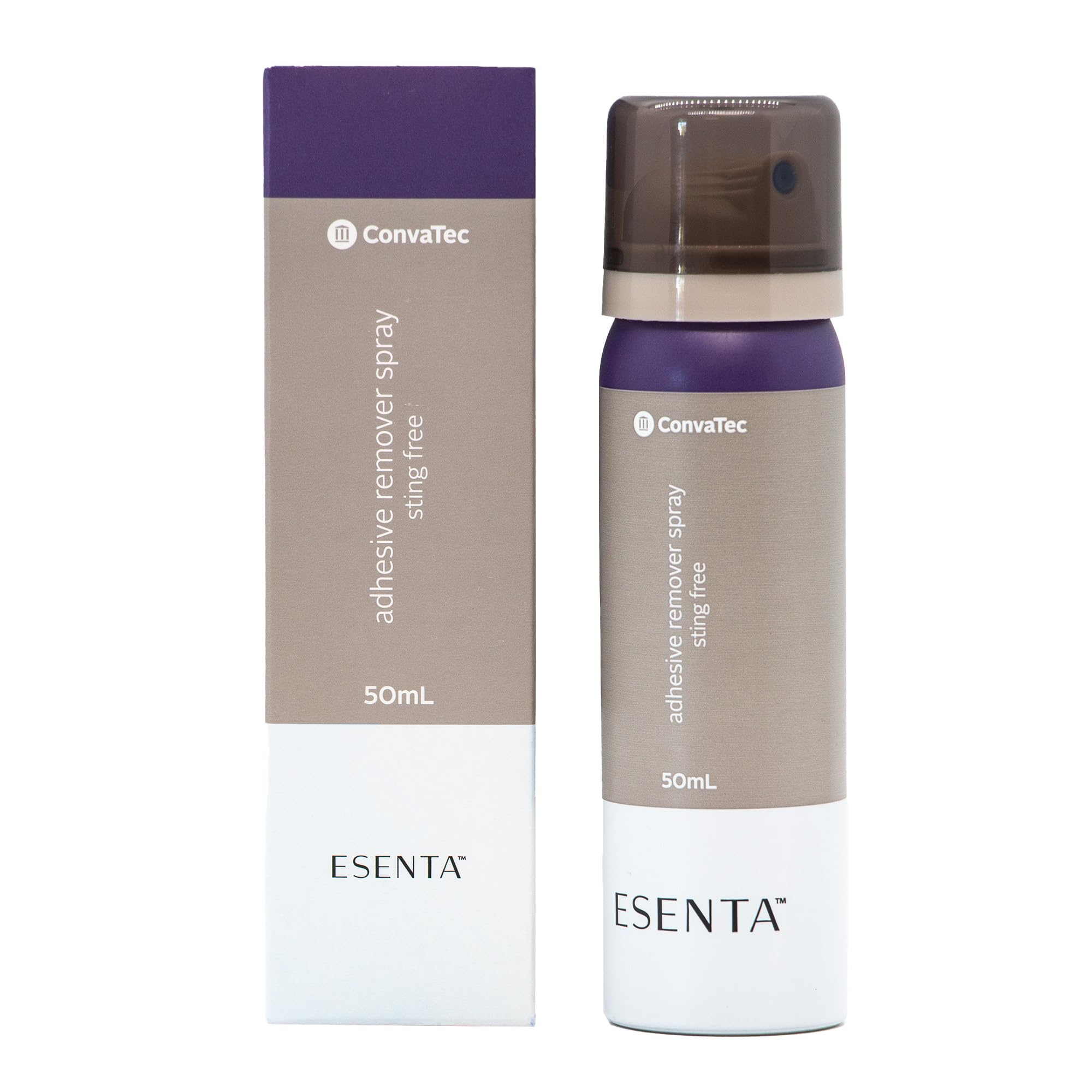 ConvaTec ESENTA spray bottle 50 mL for sting-free adhesive removal around stomas.