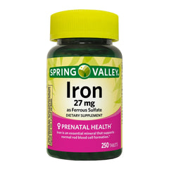 Convergence Spring Valley Iron tablets bottle on counter, convenient daily iron support.