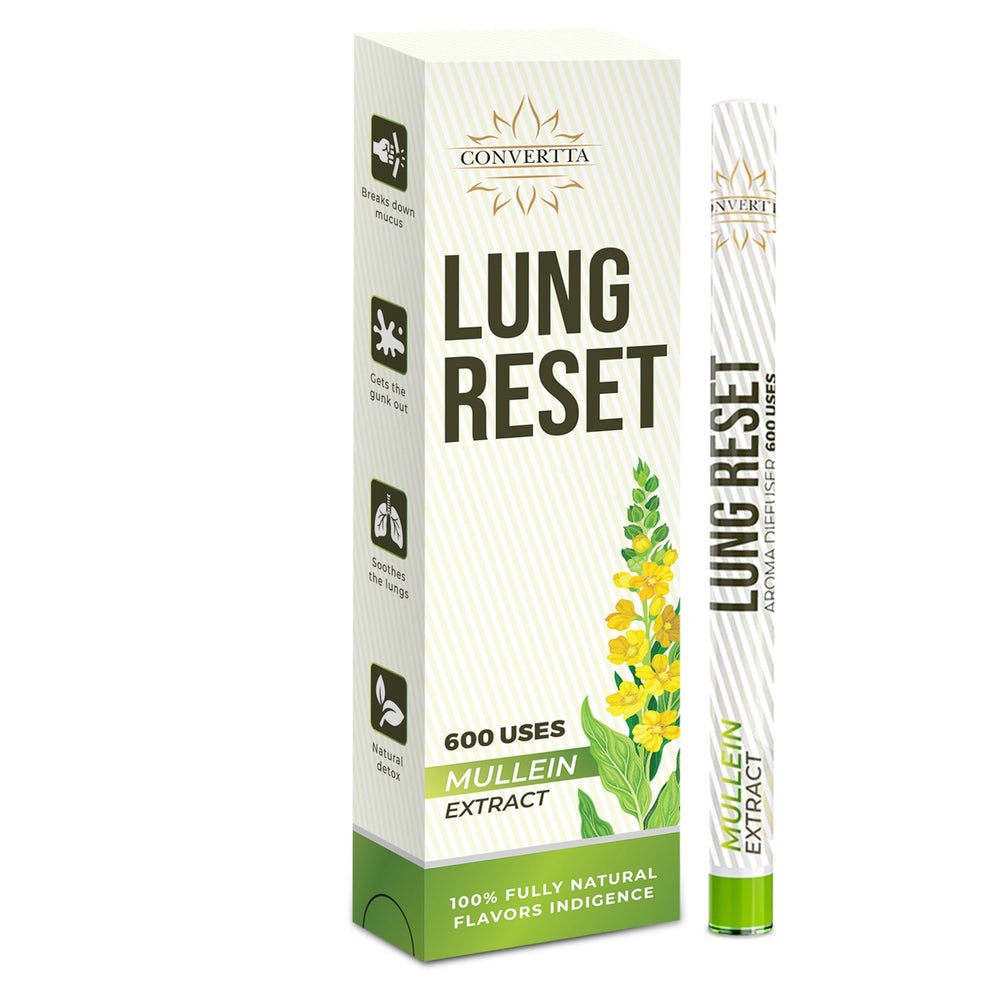 Convertta Lung Detox Diffuser Pen bottle closeup with natural mullein blend for inhalation