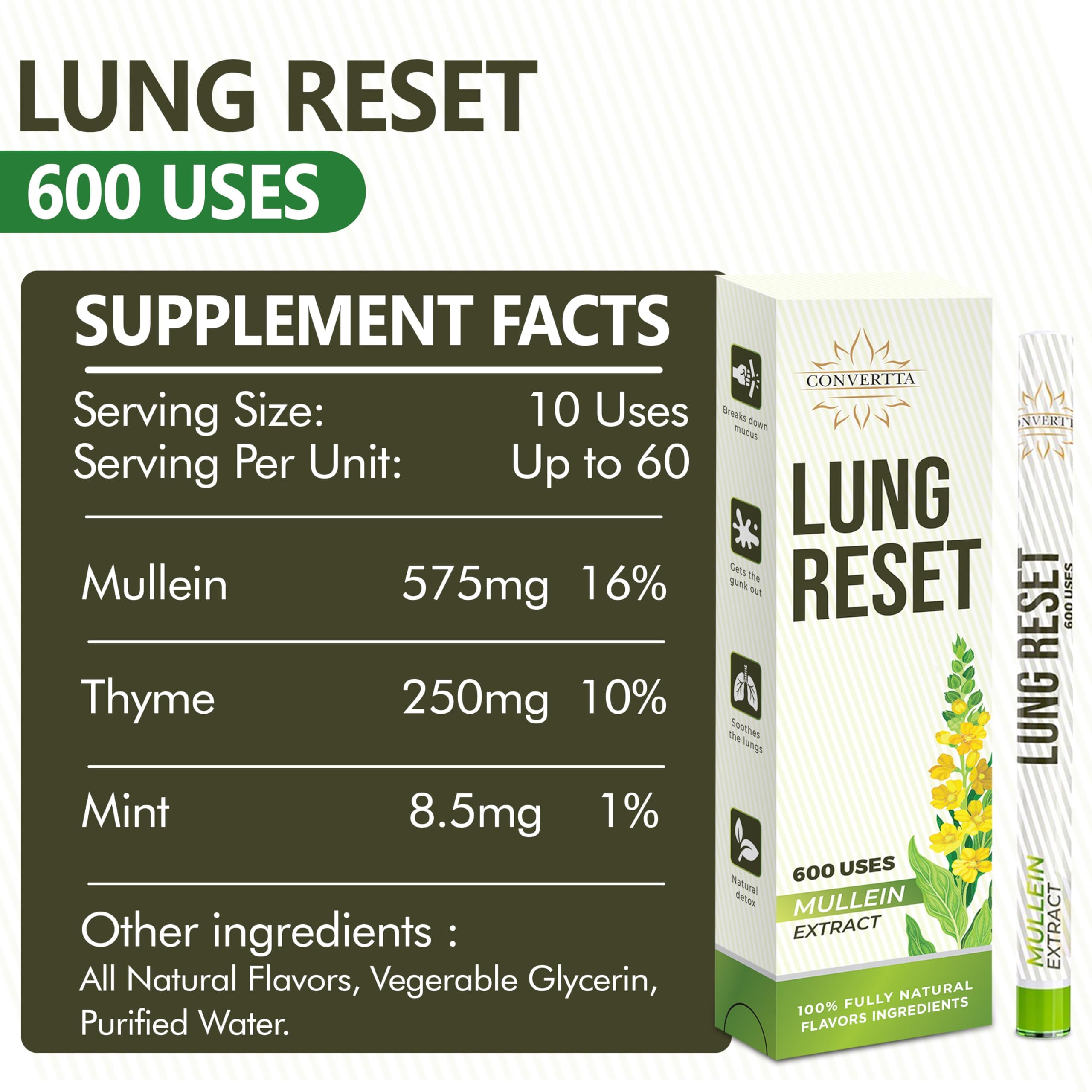 Convertta Lung Detox Diffuser Pen label view highlighting herbal ingredients and purity