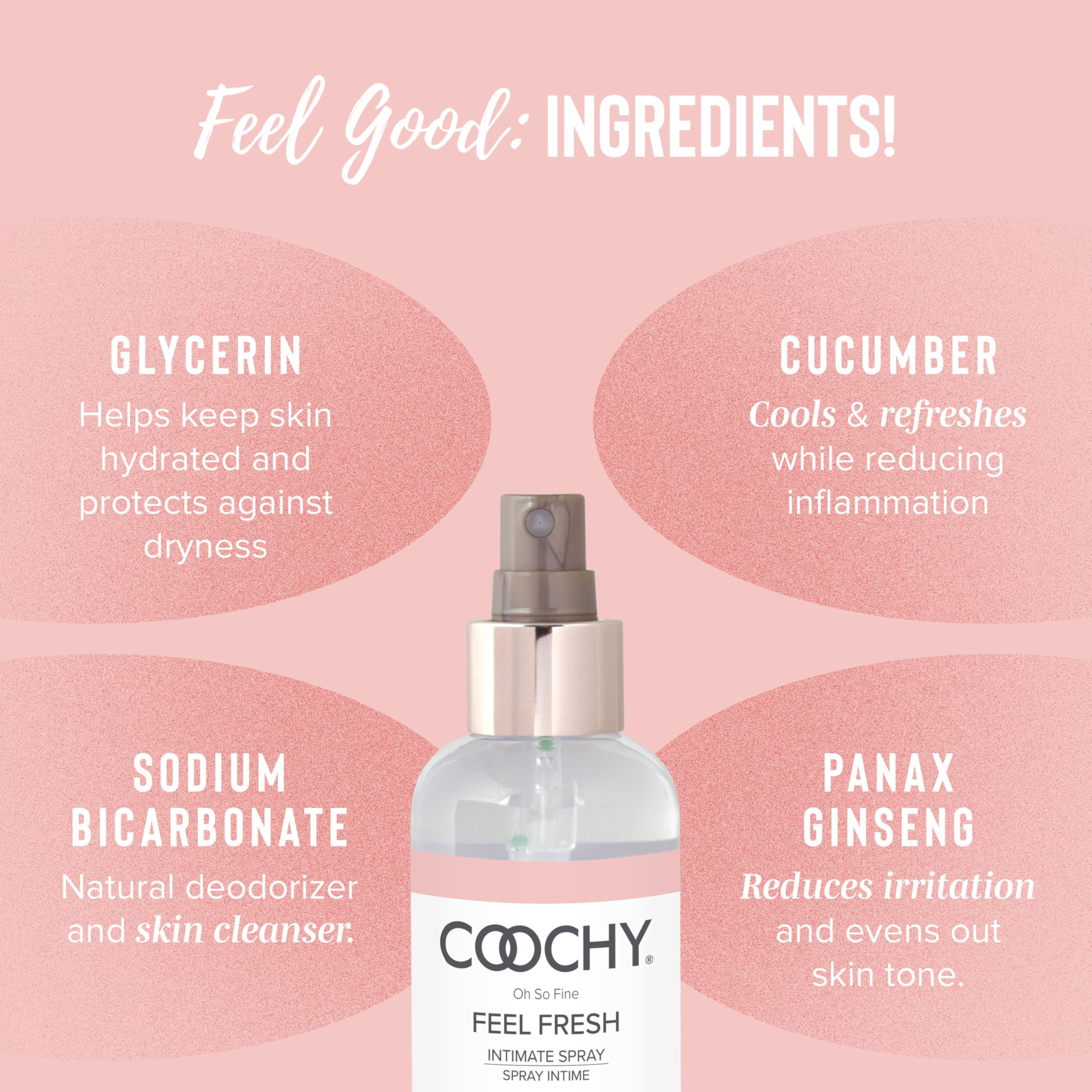 Coochy after-shower use moment demonstrates a fresh, clean feeling.