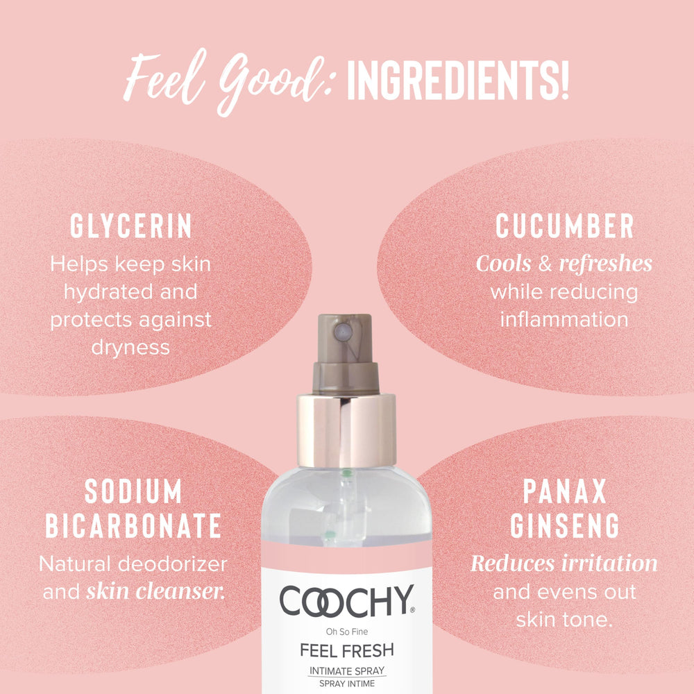 Coochy after-shower use moment demonstrates a fresh, clean feeling.