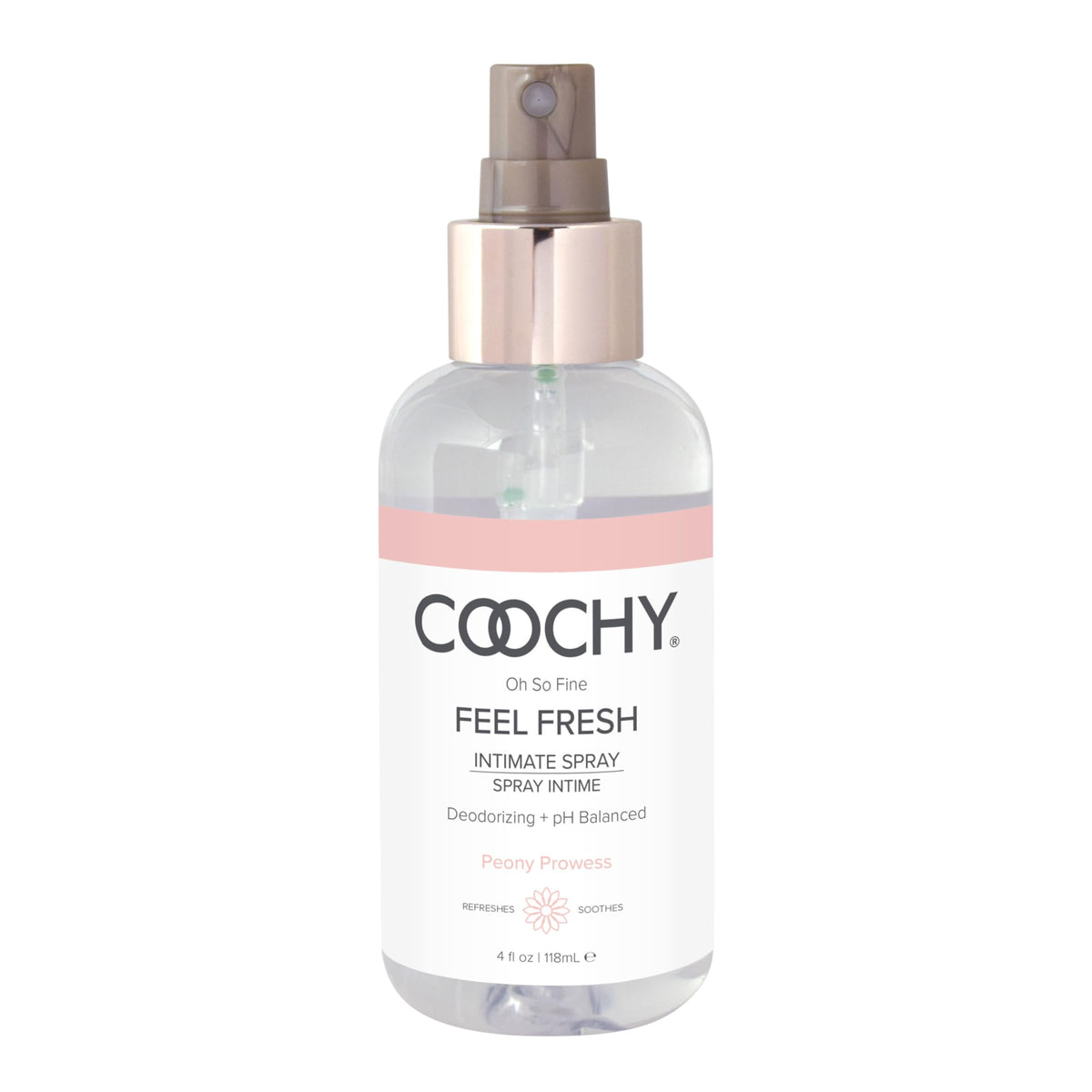 Coochy intimate spray bottle offers all-day freshness and gentle pH balance.
