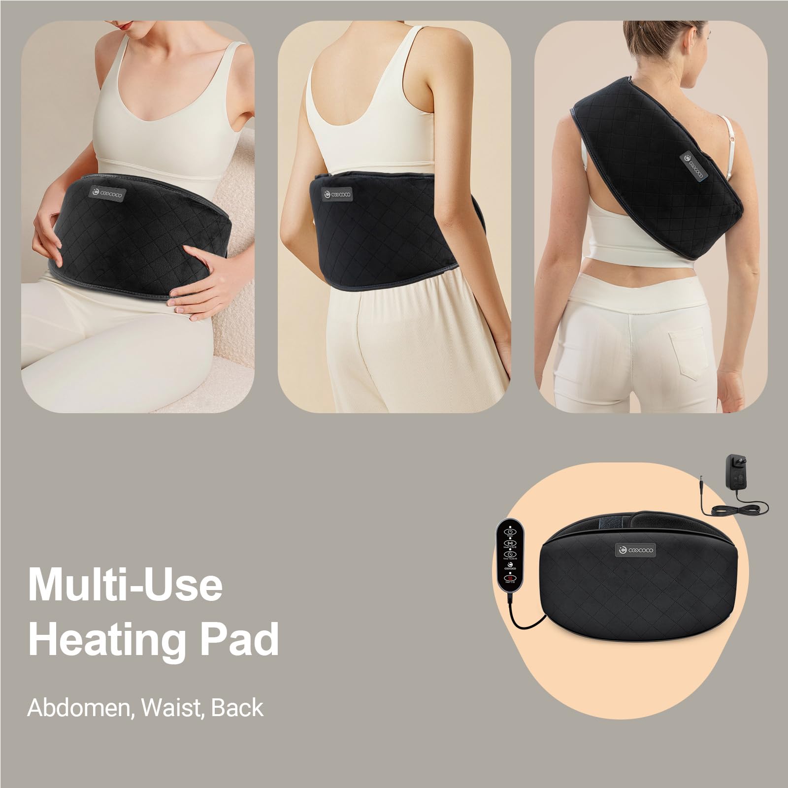 CooCoCo massager pad featuring auto-off safety for convenient use.