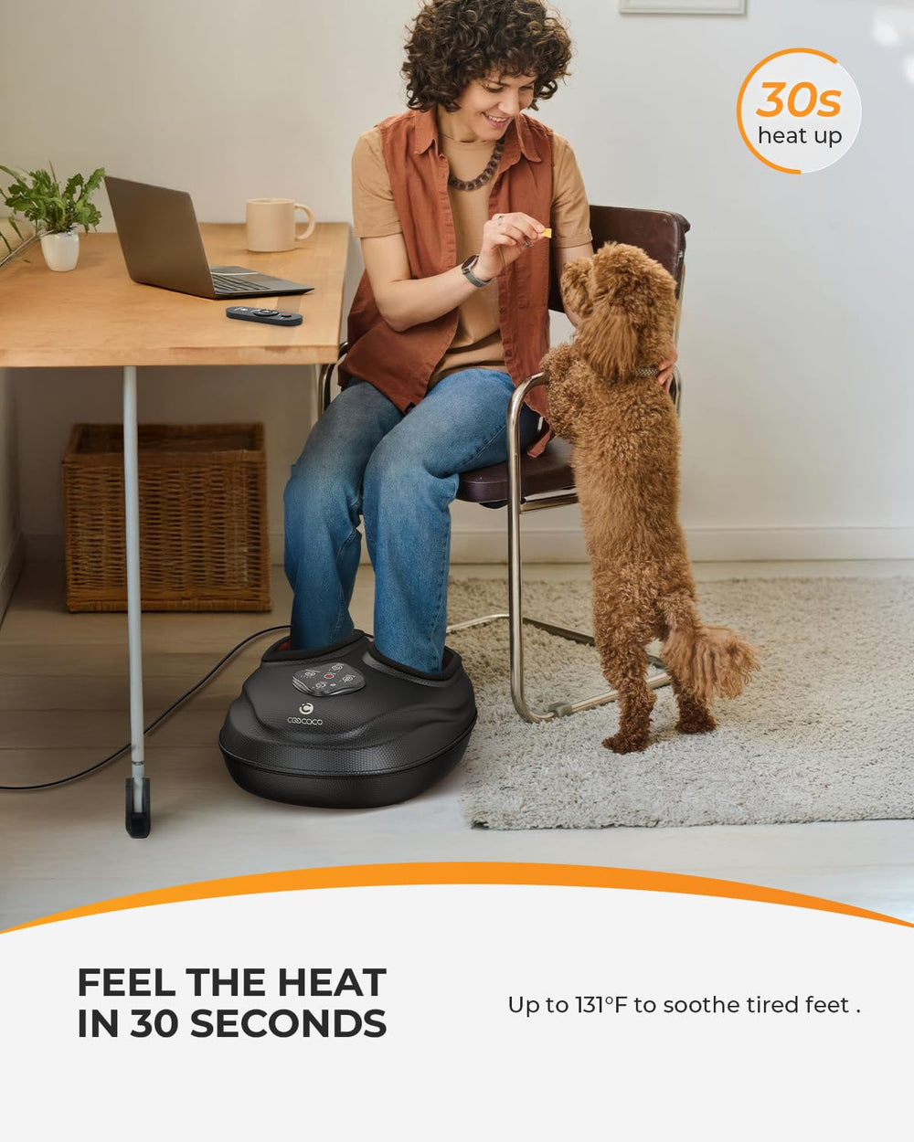 CooCoCo deep kneading therapy for tired feet after workouts.