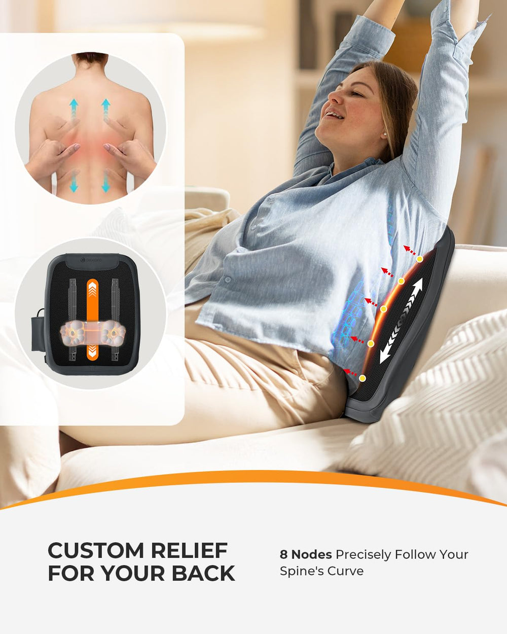 CooCoCo expanded heating area soothes larger back muscles