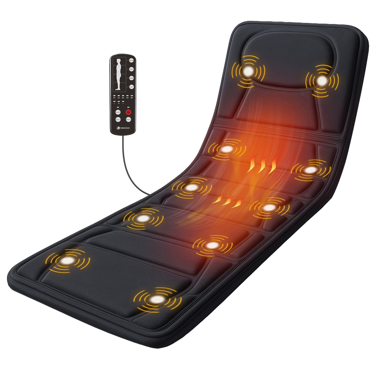 CooCoCo full body massage mat front view with heat zones for targeted comfort.