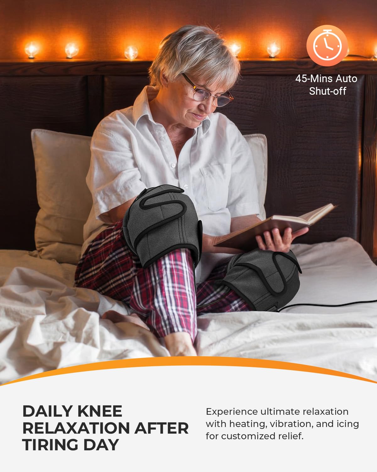 CooCoCo knee massager auto shut-off for safe, worry-free use.