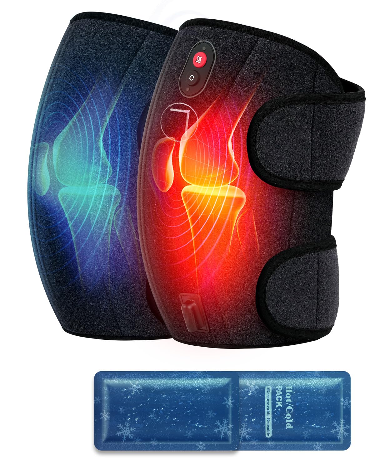 CooCoCo knee massager with heat level controls for customizable warmth.