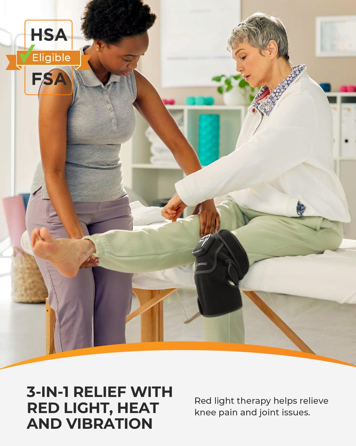 CooCoCo ergonomic knee wrap with adjustable straps for secure daily wear