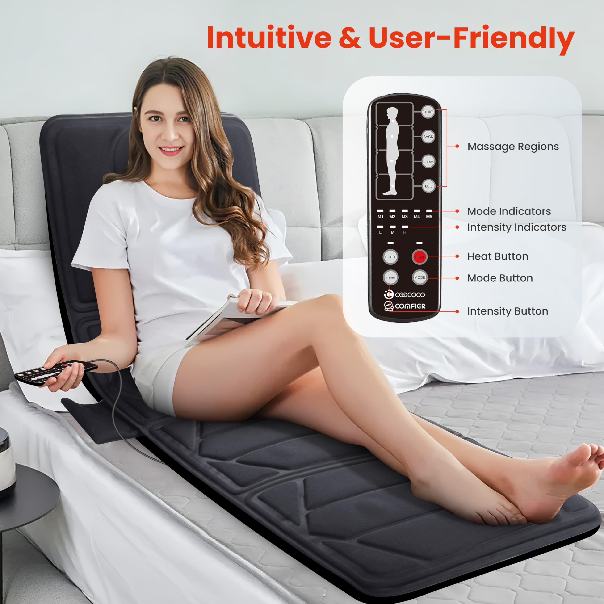 CooCoCo Massage Mat on sofa for convenient seated massage