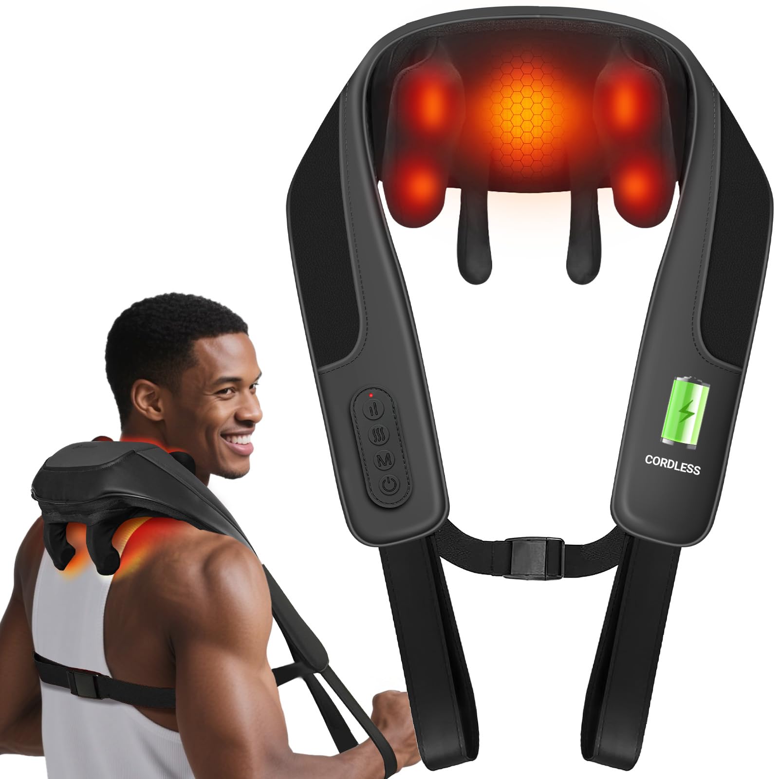 CooCoCo neck massager with heat coverage eases neck tension for relaxation