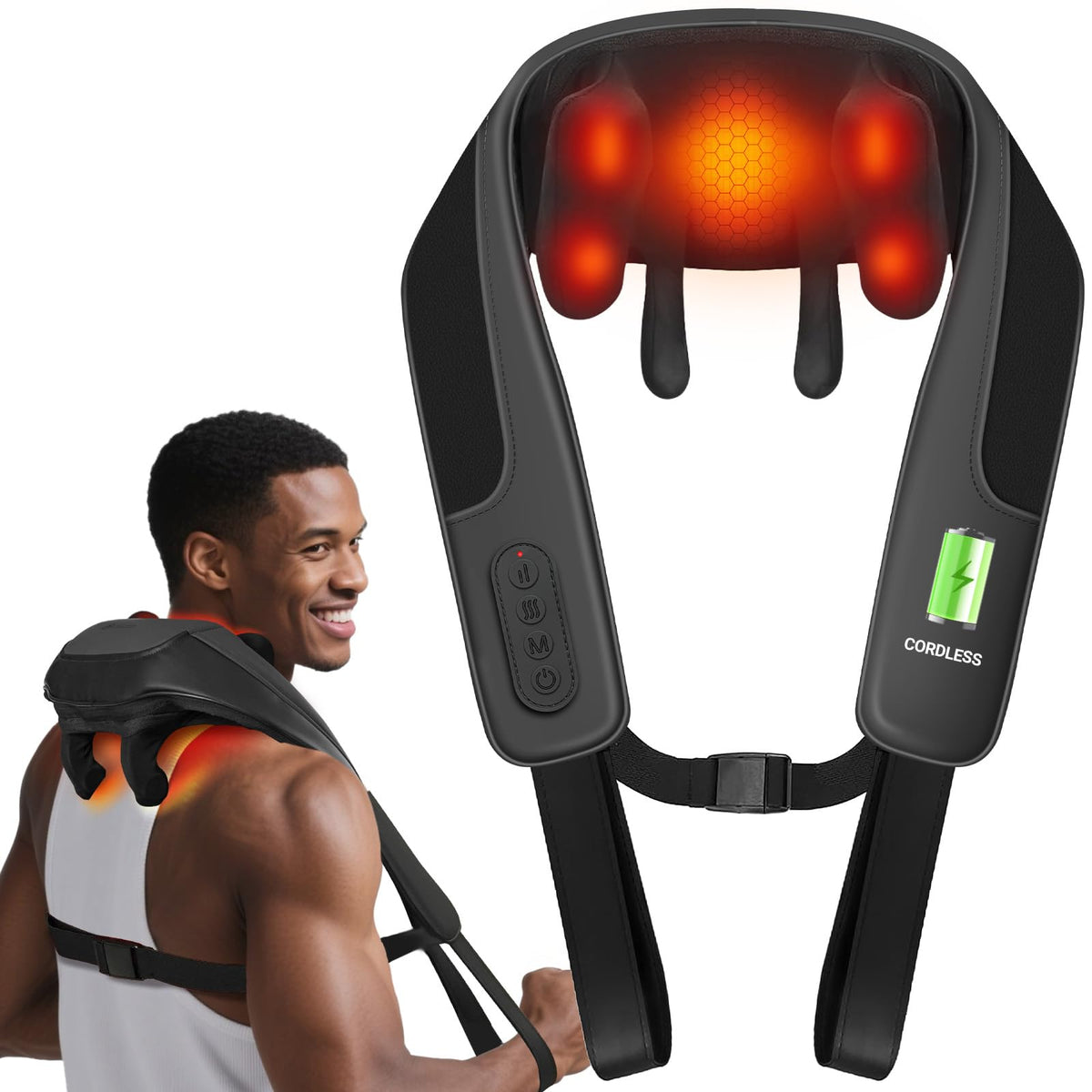 CooCoCo neck massager with heat coverage eases neck tension for relaxation