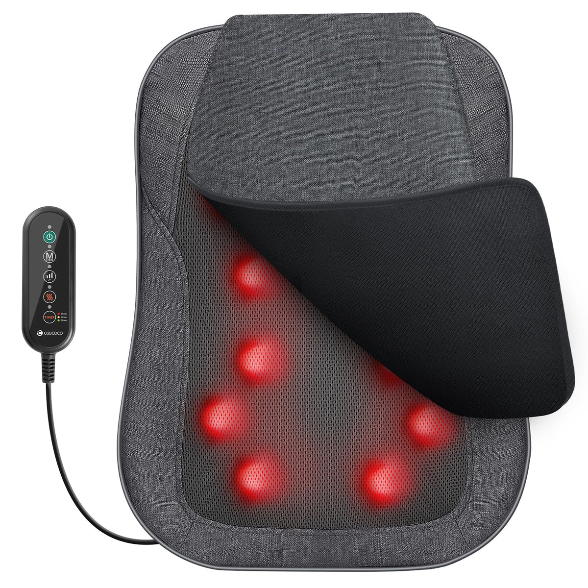 CooCoCo Shiatsu Back Massager with Heat eases tension on the back