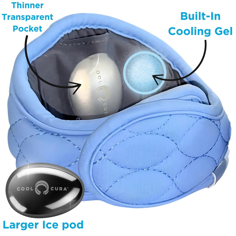 CoolCura GO cold therapy wrap cools the neck during use.