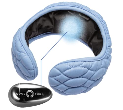 CoolCura GO neckband positioned on the neck for soothing cold therapy.