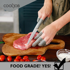 COOLJOB A5 finger cots used in kitchen for precise filleting and prep