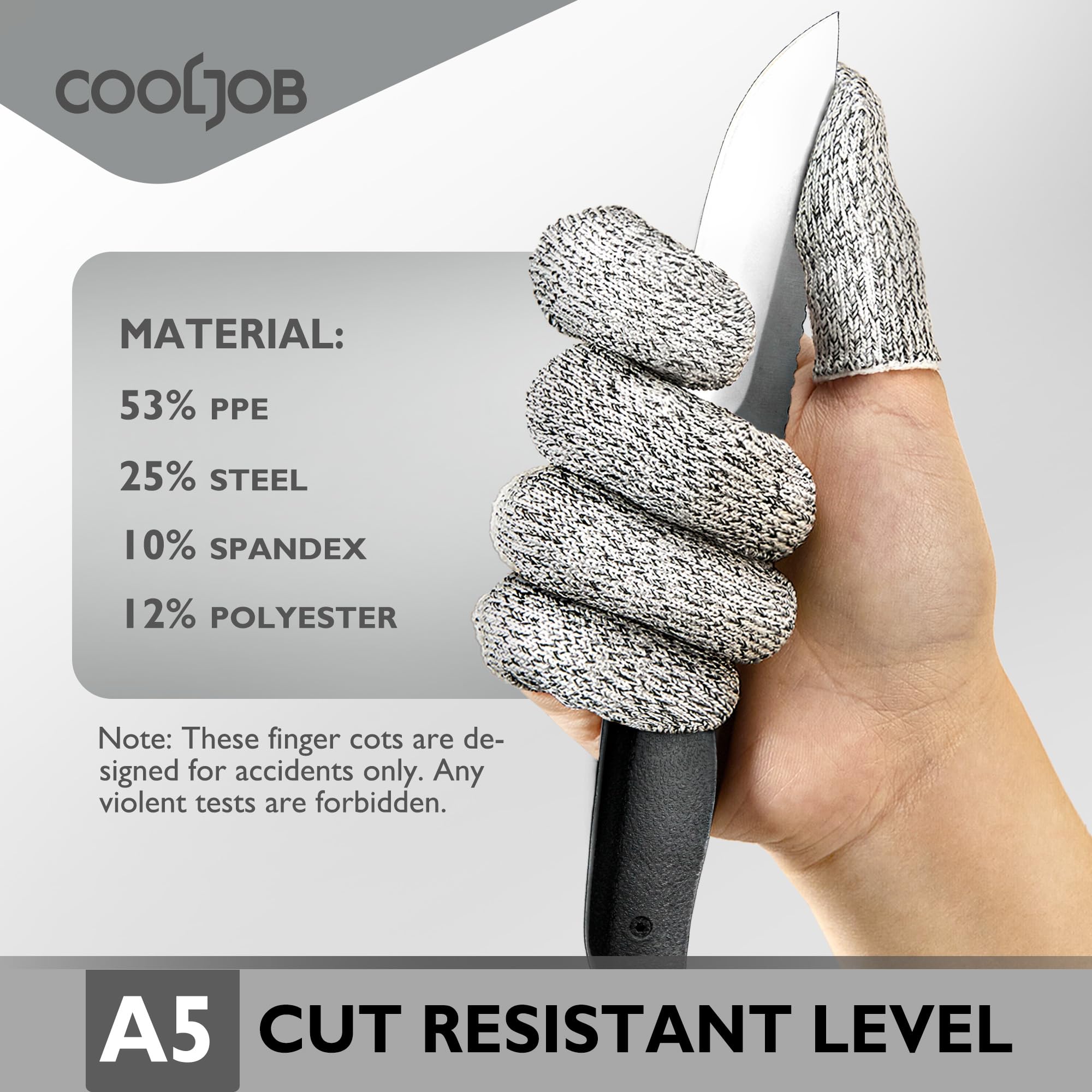 COOLJOB A5 finger cots on hand providing secure, dexterous grip