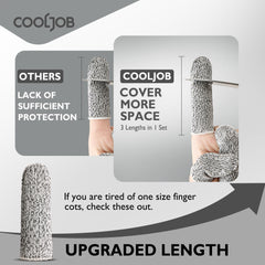 COOLJOB A5 finger cots size variety box showing snug fit across sizes