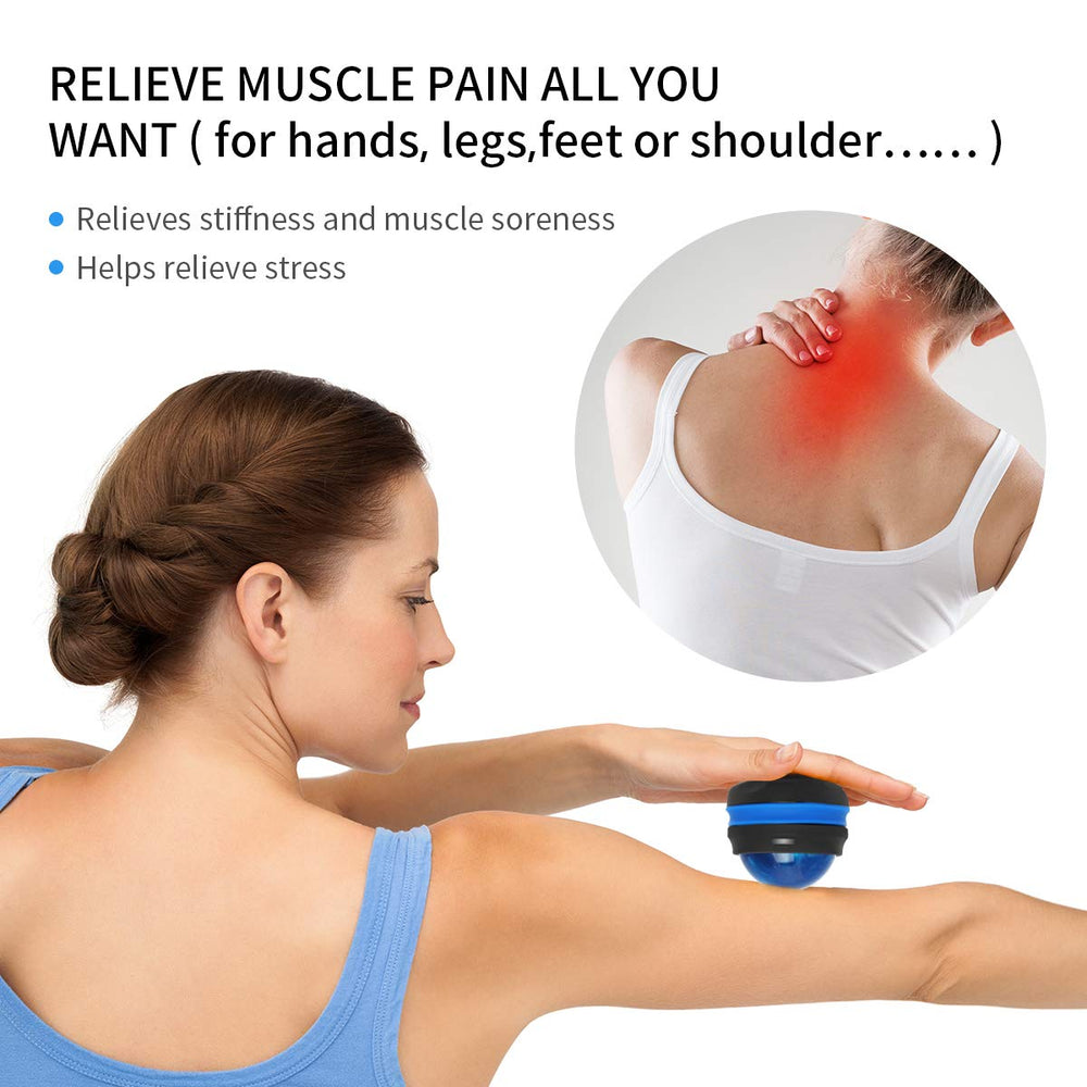 Coolrunner massage ball in use on shoulders and back