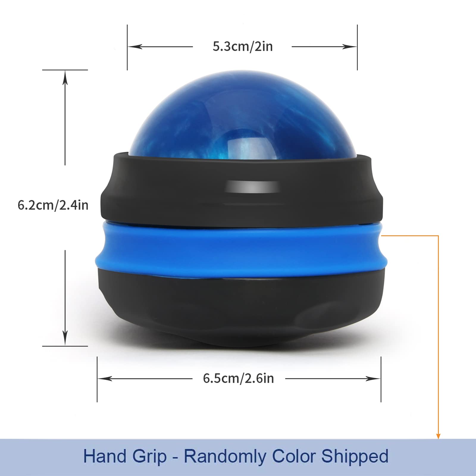 Coolrunner Massage Ball with handheld grip for easy maneuvering on neck and shoulders.